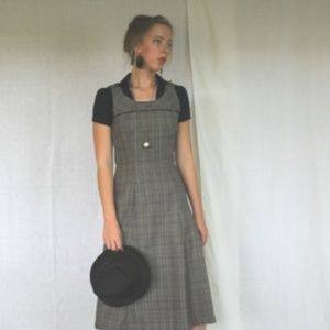 Handmade A-line Gray Plaid Fitted Sleeveless Dress